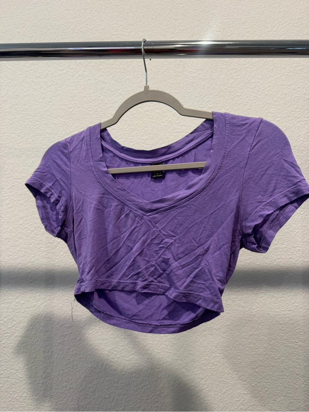 SHEIN Purple V‑Neck Cropped Tee